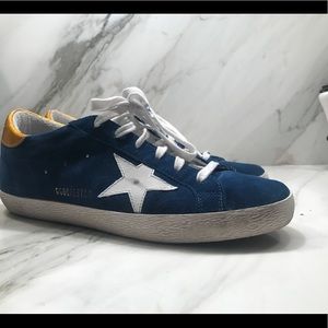 Navy and Gold Golden Goose Deluxe Brand Sneakers
